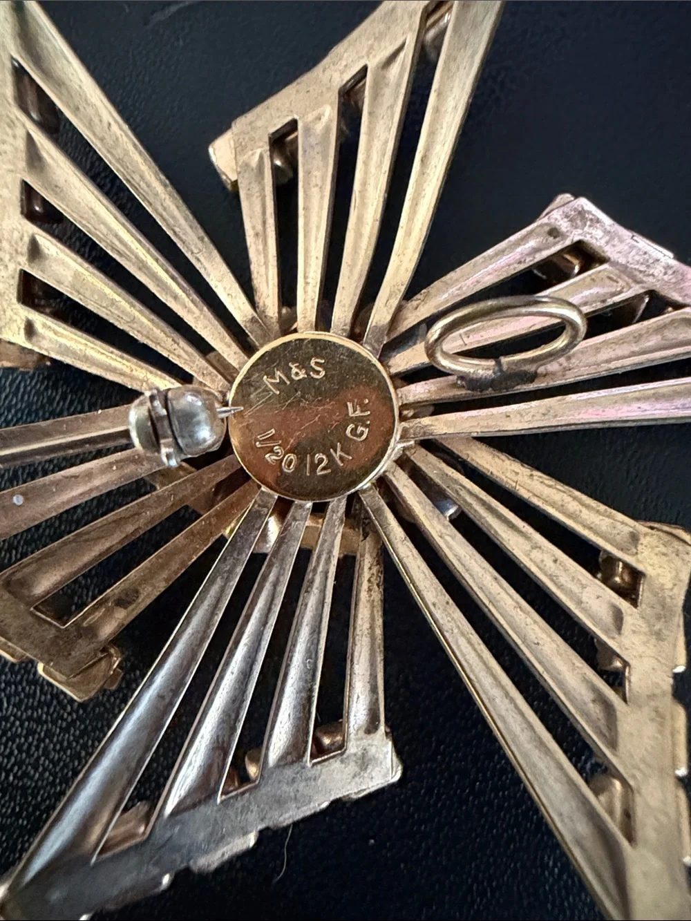 Vintage Gold Crystal Starburst Brooch by M&S - see history below